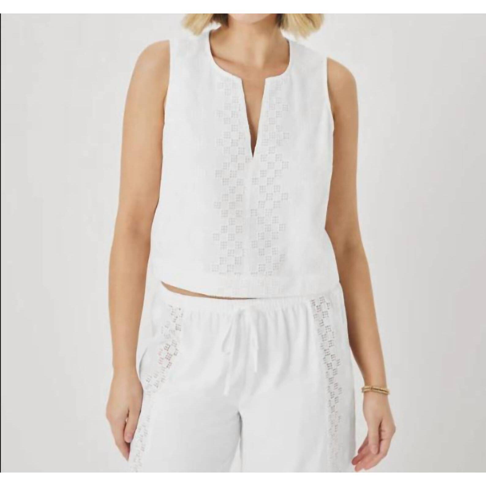 New Splendid Kenzie Eyelet Geo Tank In White